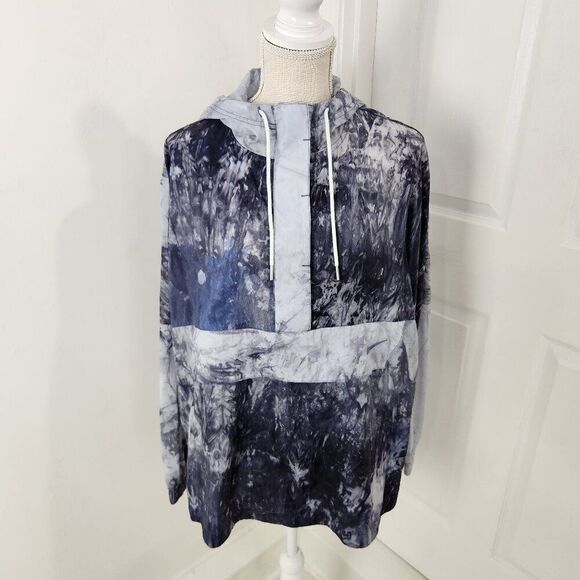 Nike Windbreaker Jacket Womens M Gray Blue Wave Dye Moon Celestial Stars Sports